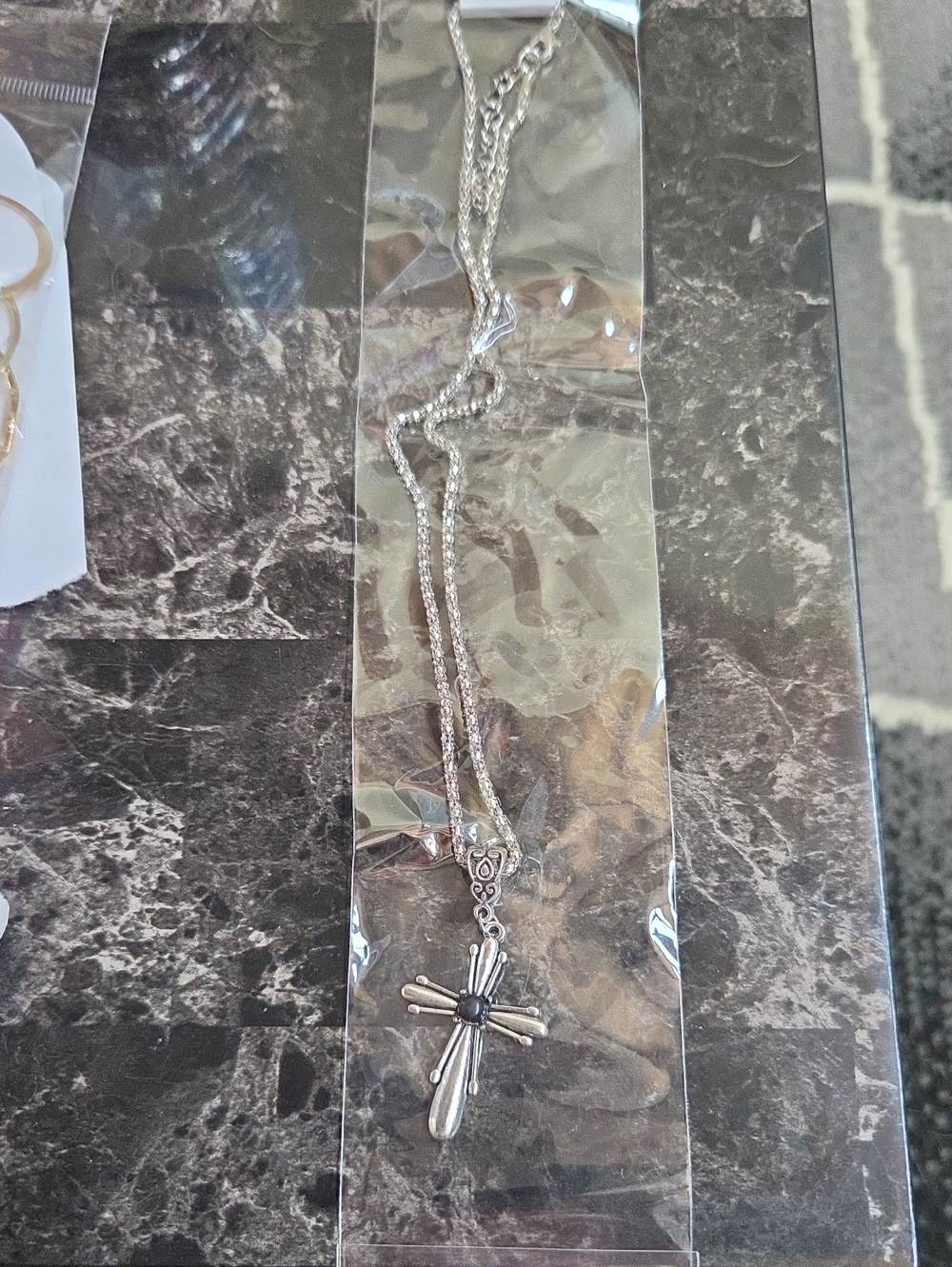 Silver Cross Pendant Necklace - Silver Tone